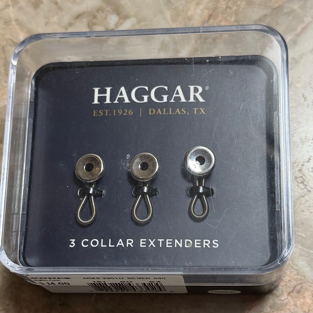 Haggar Silver Collar Extenders, Set of 3